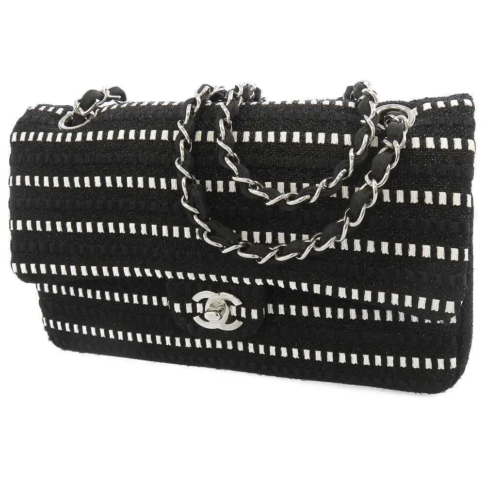 Chanel Double Chain Shoulde Black White Shoulder Bag